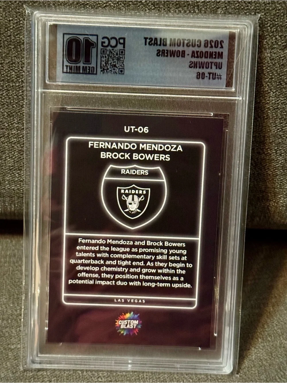 Fernando Mendoza & Brock Bowers - 2026 Custom Blast Uptowns #UT-06 PCG 10